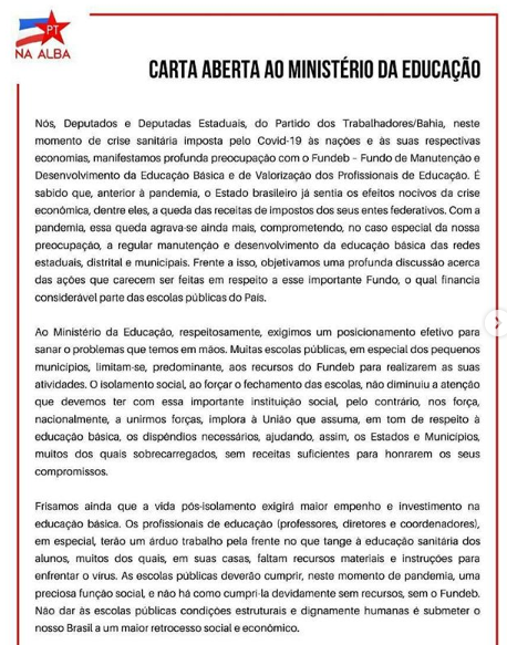 carta sobre fundeb